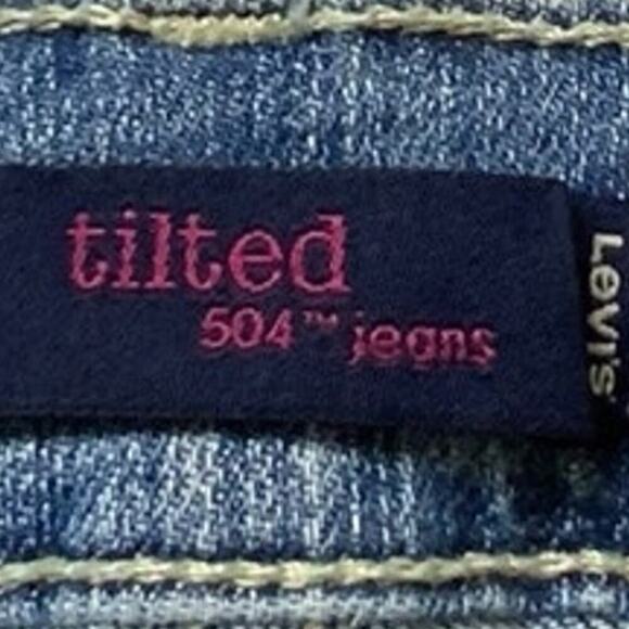 Levis Red Tab Vintage Tilted 504 Jean Women 9 Distressed Mid Rise Stretch Casual - Picture 6 of 7
